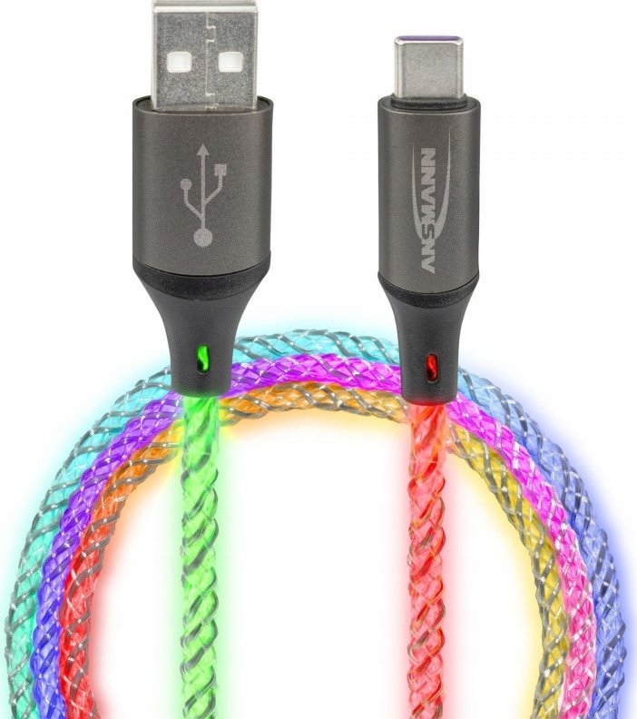 Kabel USB Ansmann USB-A - USB-C 1 m Wielokolorowy (1700-0158)