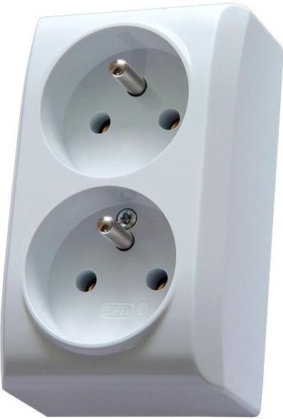 Ospel Gniazdo BIS podwójne natynkowe z uziemieniem i funkcją niezmienności faz białe (GN-2BC/00)