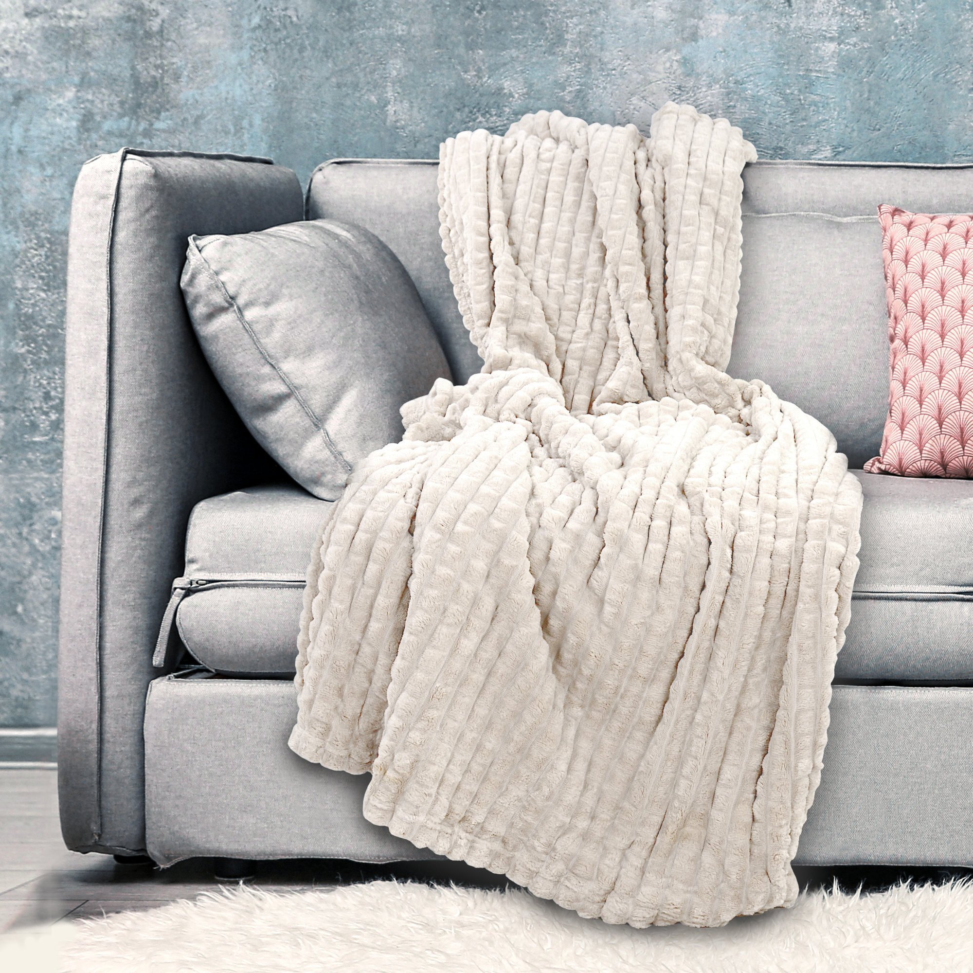 estilex Miękki Koc Pluszowy 160X200 Gabi Kremowy