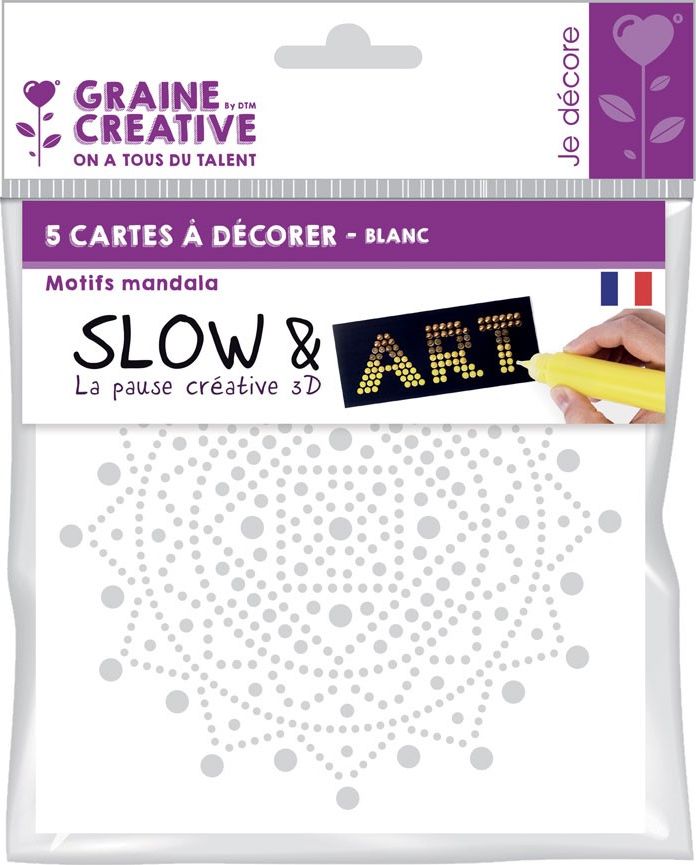 Graine Creative 5 obrazków mal. kropkami Mandale białe