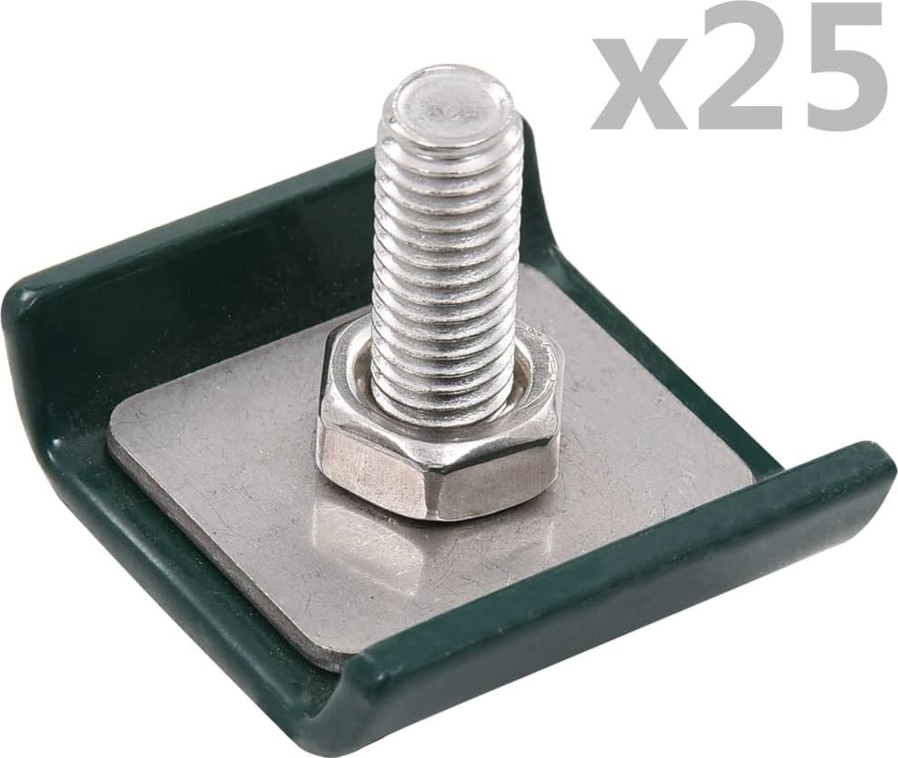 vidaXL Łączniki do paneli ogrodzeniowych, 25 zestawów, zielone