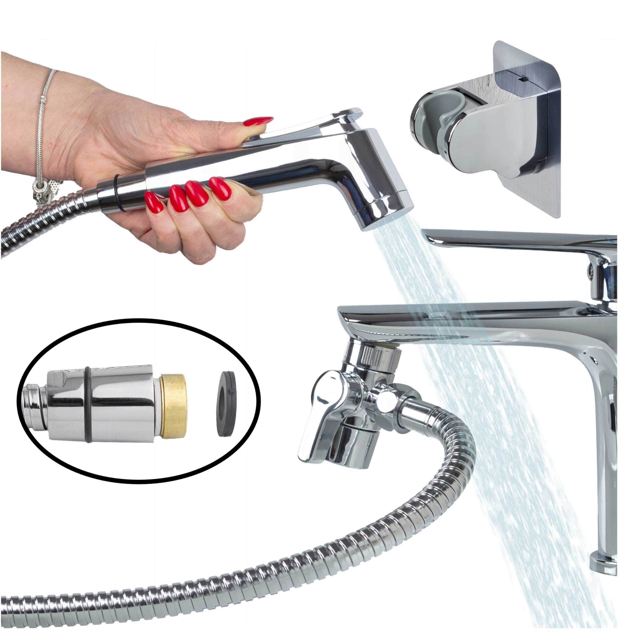 Zestaw bidetowy prysznic słuchawka wąż do baterii umywalkowej Bidetka MIA