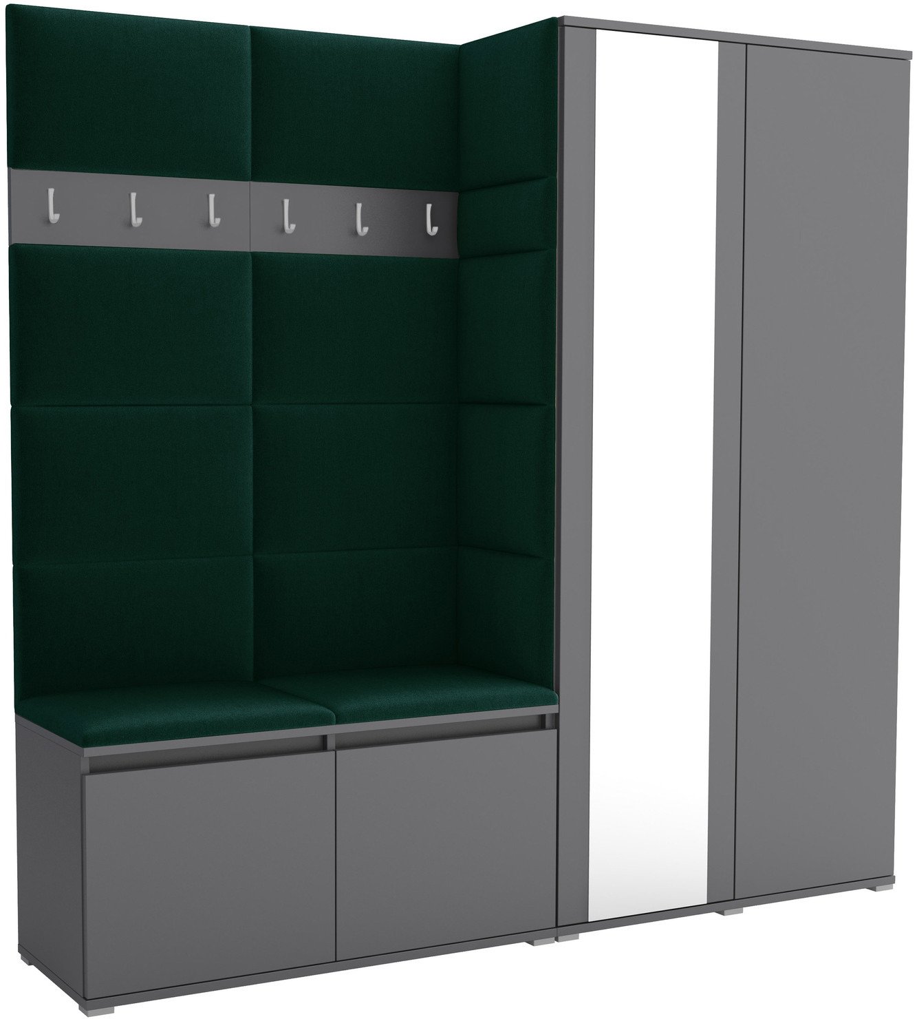 Tapicerowana garderoba Noris IV z lustrem - kolor antracyt + tkanina Trinity 28