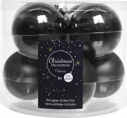 Kaemingk Bombki choinkowe czarne zestaw 8 szt.