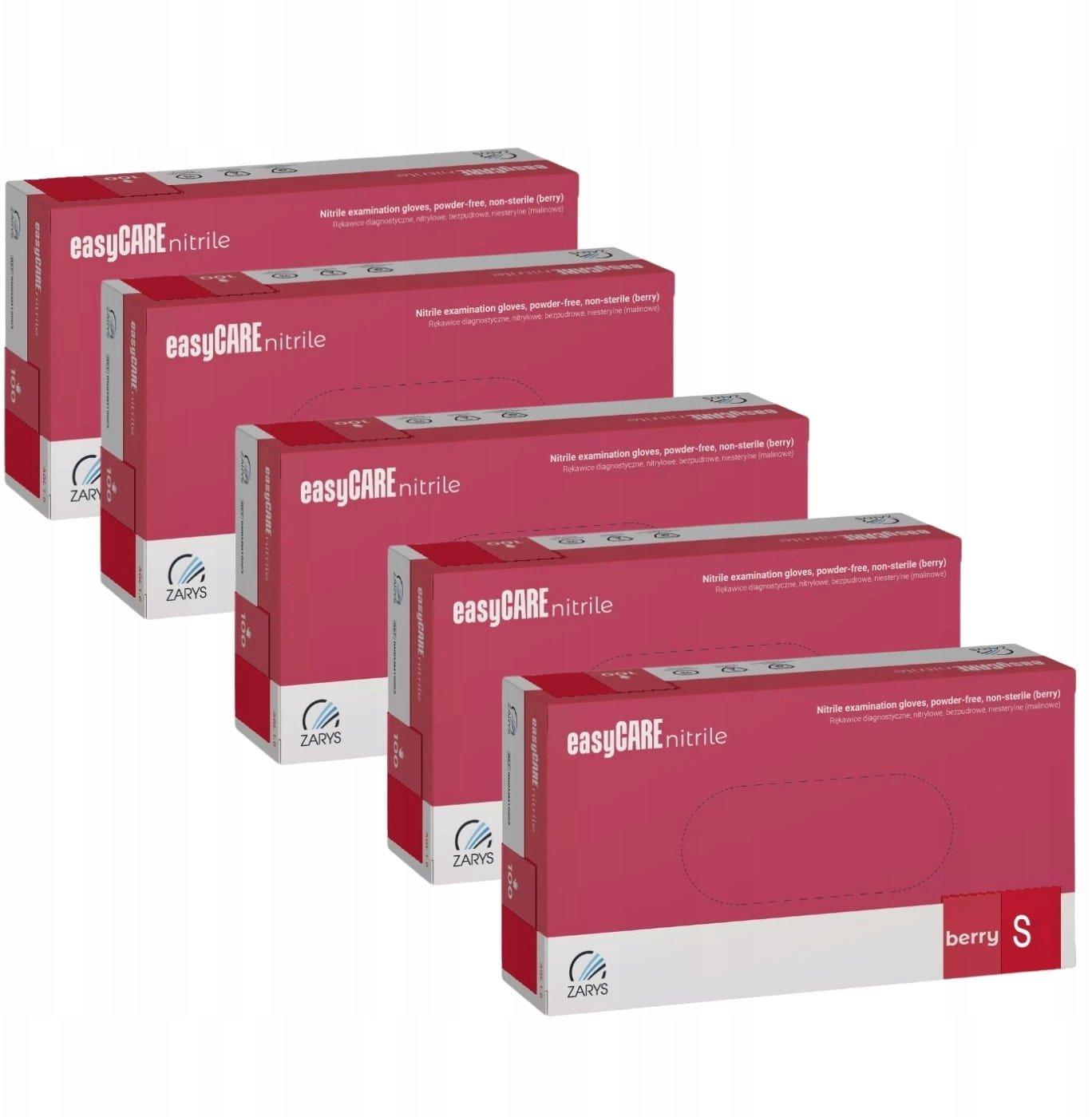 Zarys easyCARE - Rękawiczki diagnostyczne, nitrylowe, bezpudrowe, malinowe - S