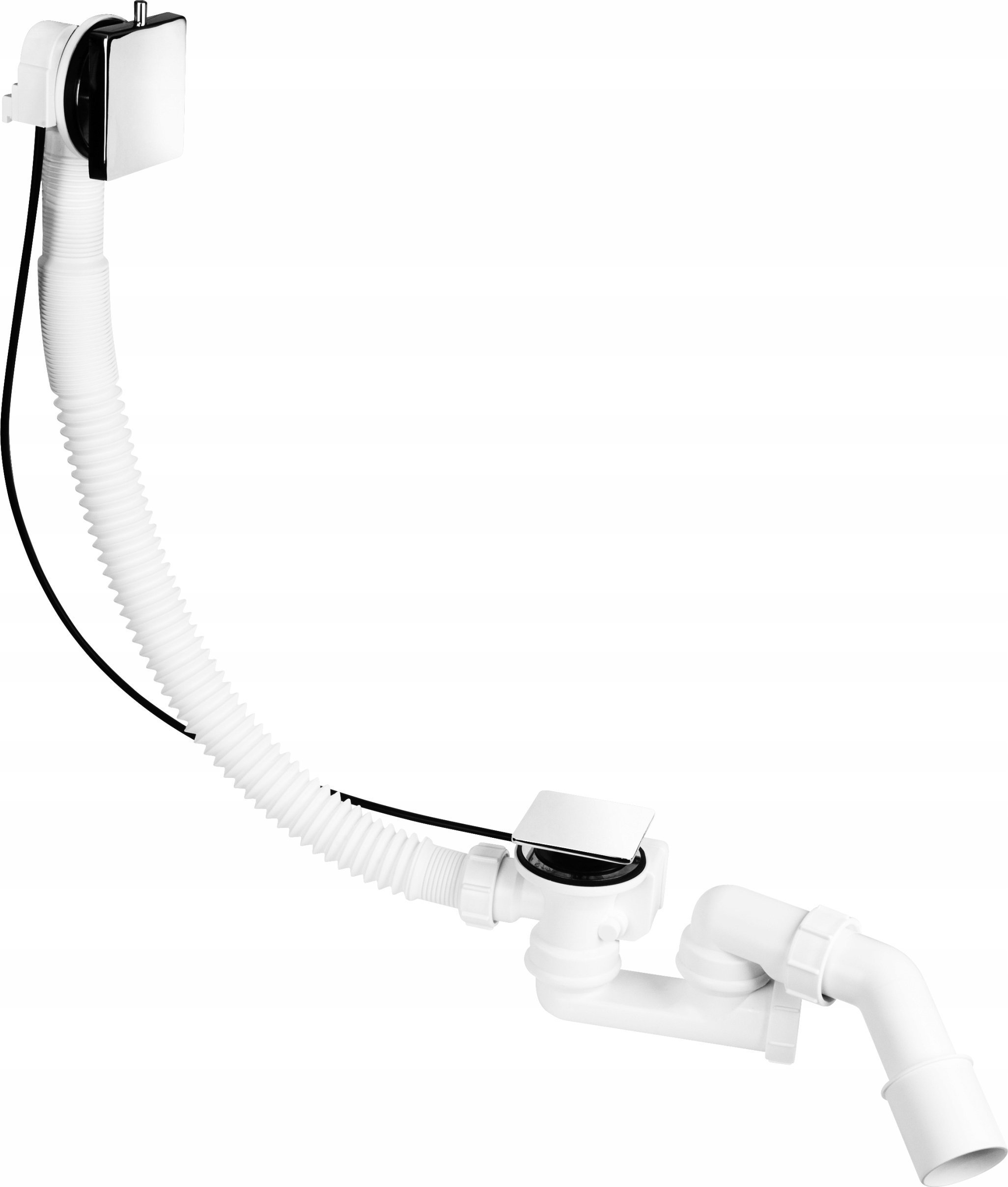 Syfon wannowy automatyczny, pokrętło mosiądz CHROM McSlim