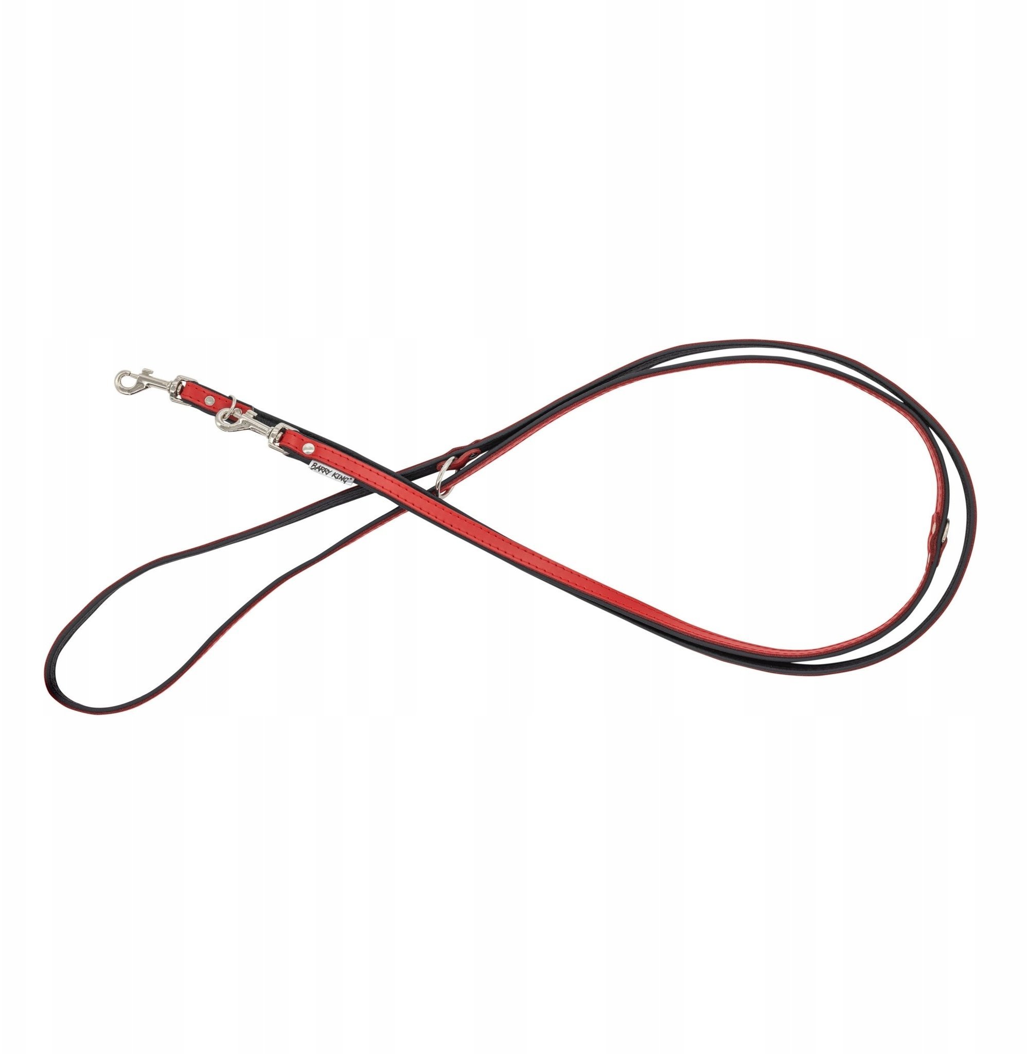 Smycz regulowana skórzana dla psa, czerwony/czarny, XS-S, 12mm/200cm