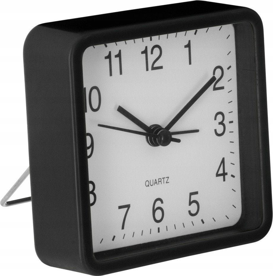Atmosphera Cichy zegar stołowy do sypialni, budzik z mechanizmem QUARTZ, kolor czarny