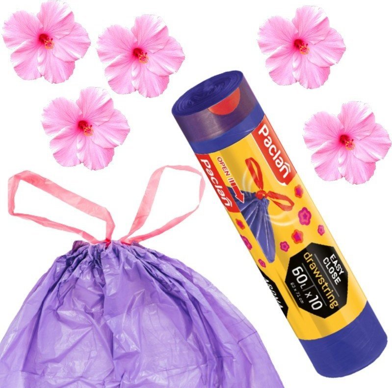 Bee Smart Worki na śmieci zapachowe z taśmą 60l fioletowe