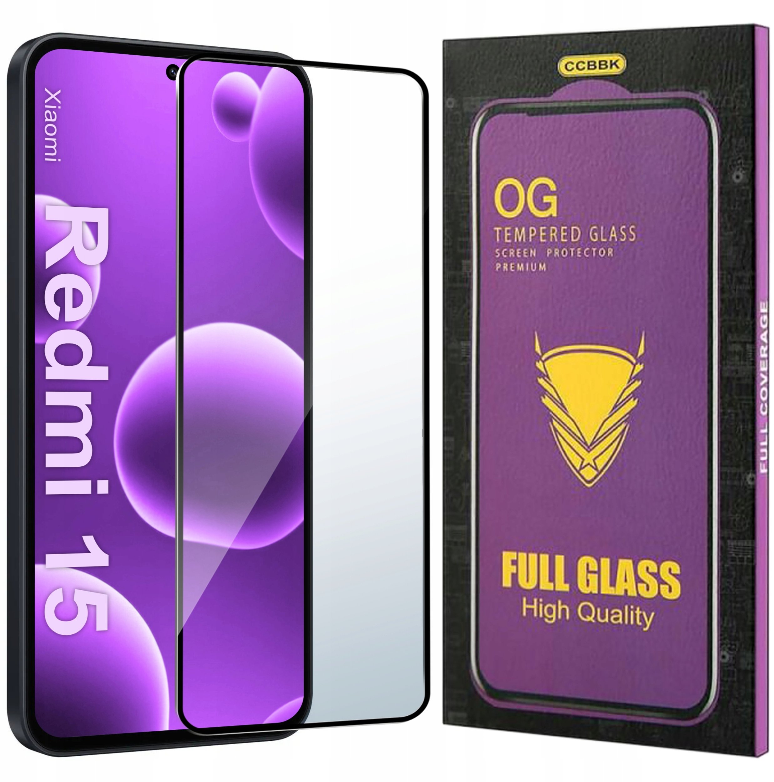 krainaGSM Szkło hartowane 5D do Xiaomi Redmi 15 4G | 5G OG PREMIUM CAŁY EKRAN PEŁNE