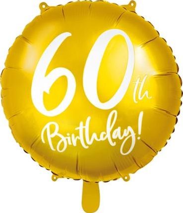 Party Deco Balon foliowy 60th Birthday, złoty, 45 cm uniwersalny