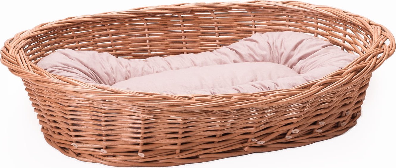 Wiklinowy Świat Leżak wiklinowy dla psa kota i innych zwierząt kosz z poduszką
