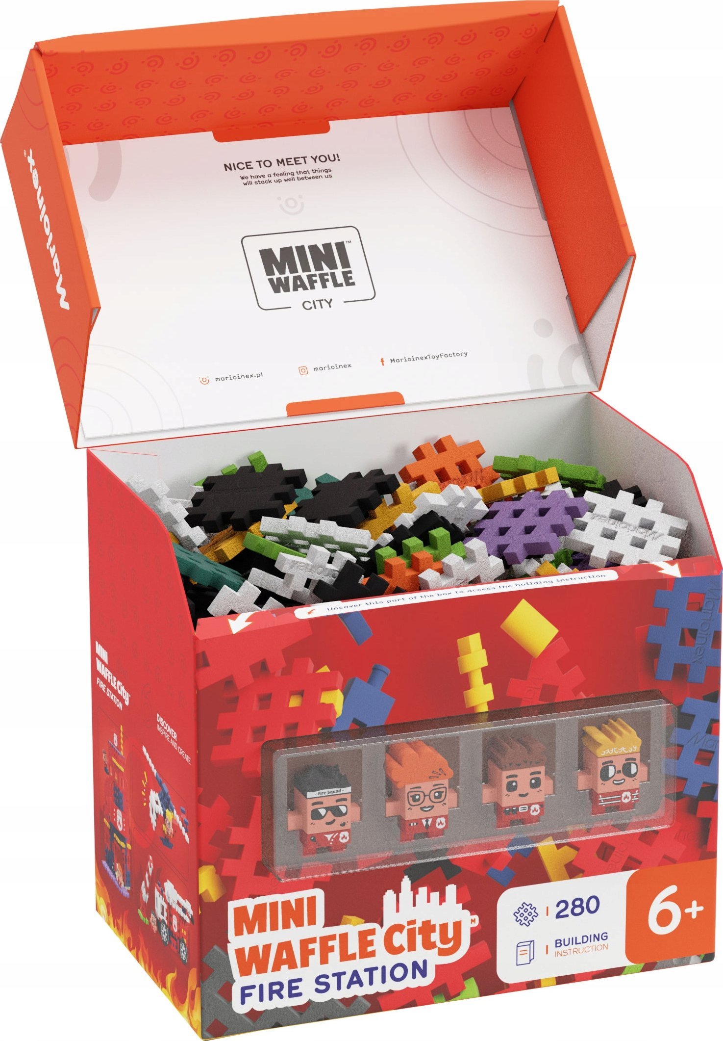 Marioinex Klocki Waffle mini - Remiza strażacka 280 elementów