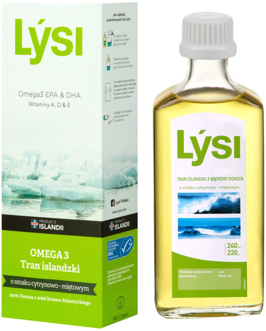 LYSI_Tran Islandzki suplement diety Cytrynowo-Miętowy 240ml