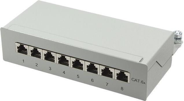 LogiLink Patchpanel kat. 6A, 8-portowy, ekranowany STP, Szary (NP0018)