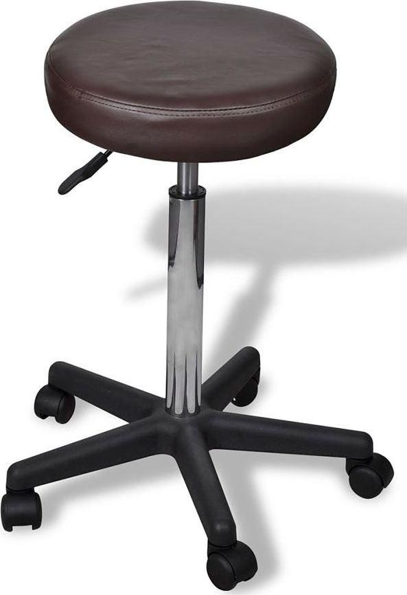 Elior Brązowy tapicerowany taboret obrotowy na kółkach - Albin