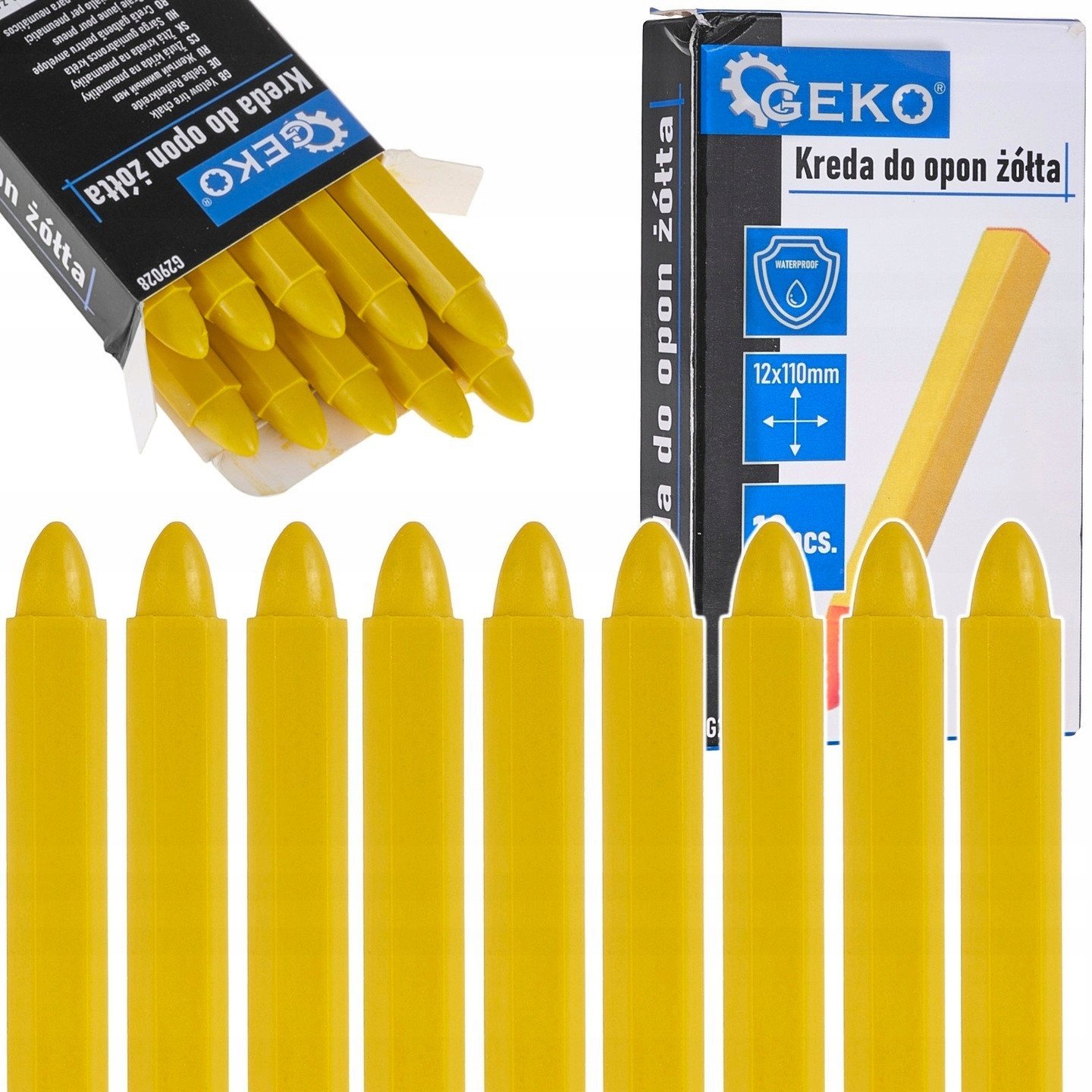 Kreda wodoodporna do opon żółta 12x110mm – zestaw 10szt. (12/120)