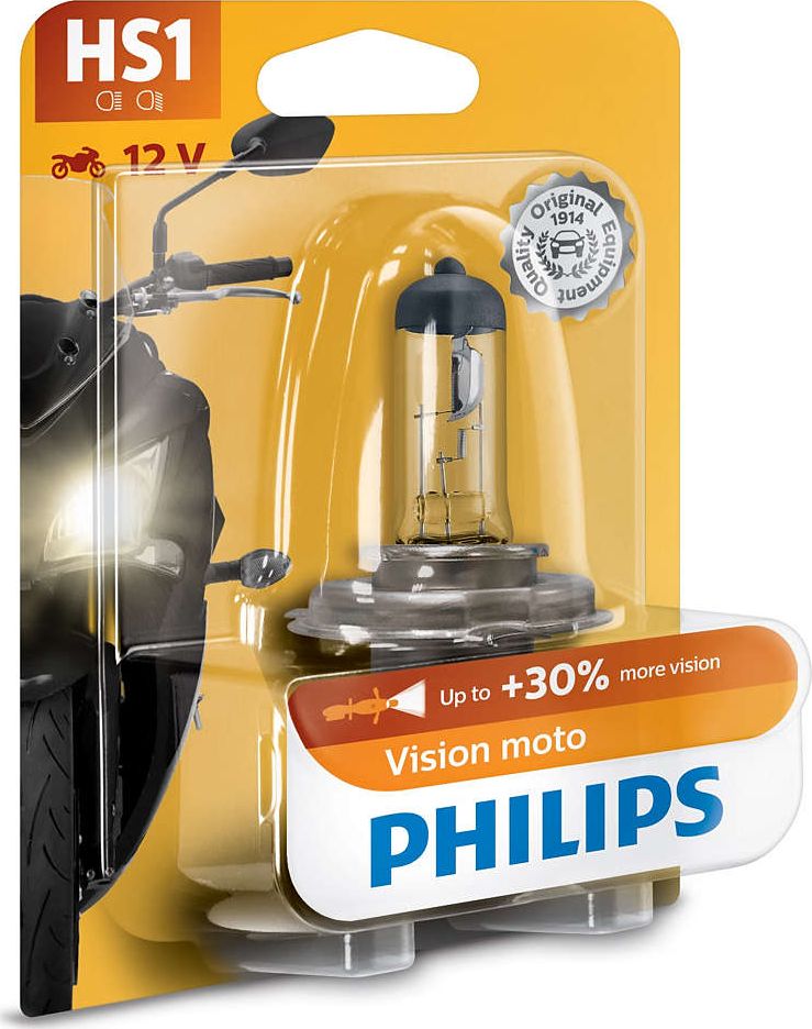 Philips ŻARÓWKA HS1 12V/35/35W PX43T +30% VISION MOTO. (ODPORNA NA WIBRACJE)