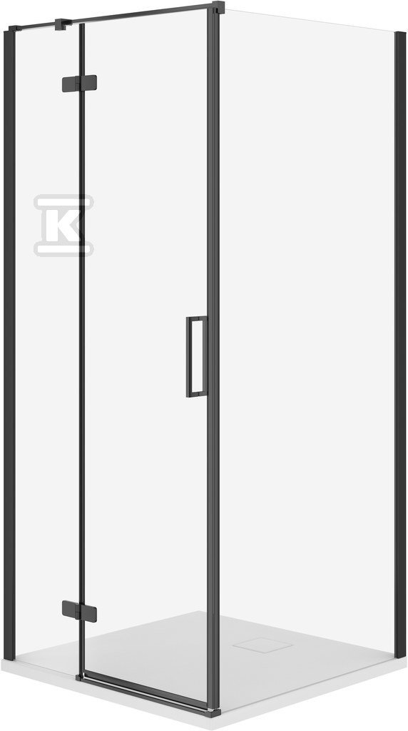 SET C506 KABINA CITY LEWA CZARNA 90X90X195+TAKO SLIM BIAŁY MAT WIR