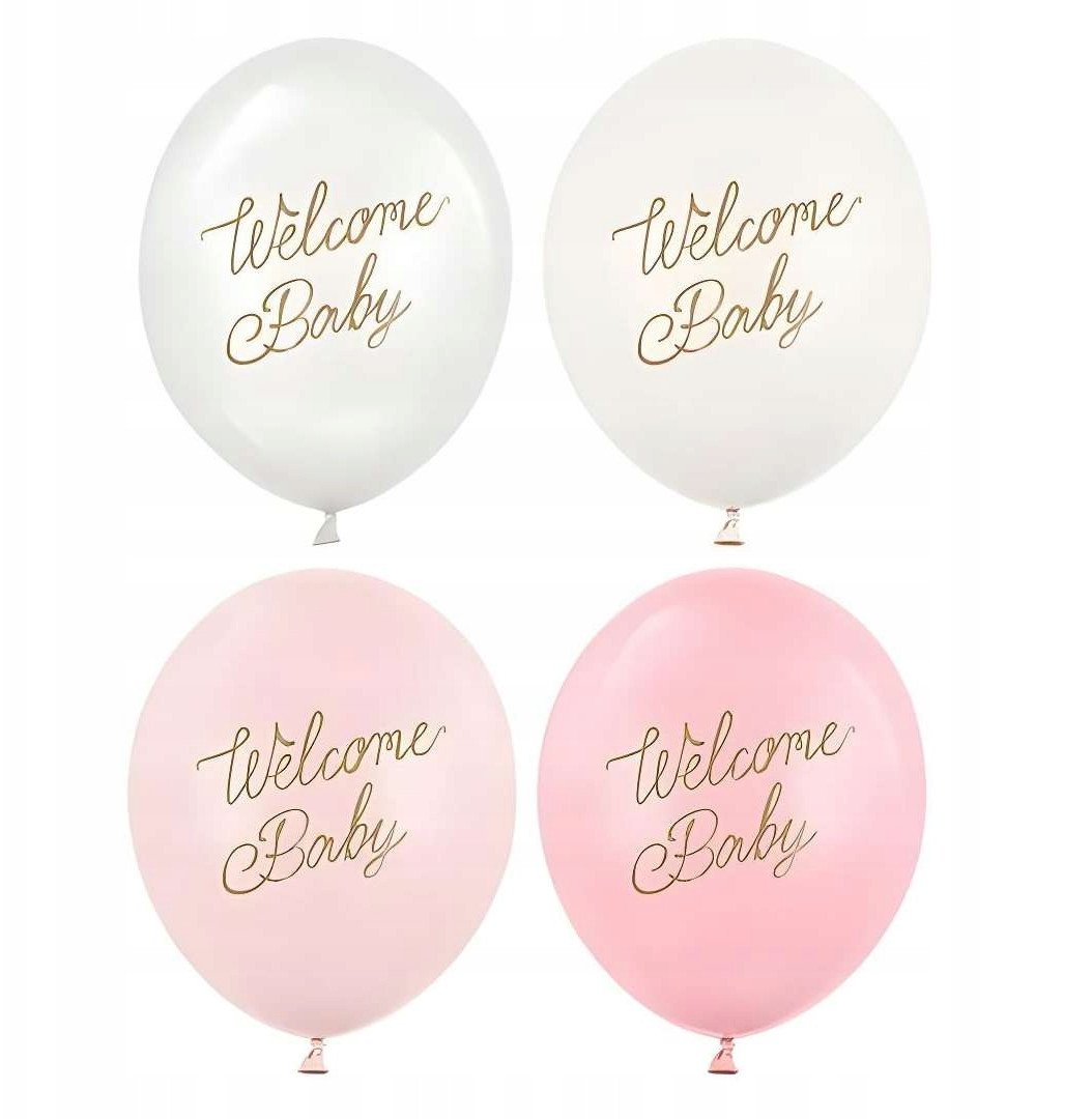 Balony Welcome Baby mix różowy 30cm 50szt