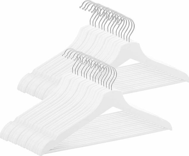 Springos Wieszaki na ubrania drewniane zestaw 30 szt. białe UNIWERSALNY