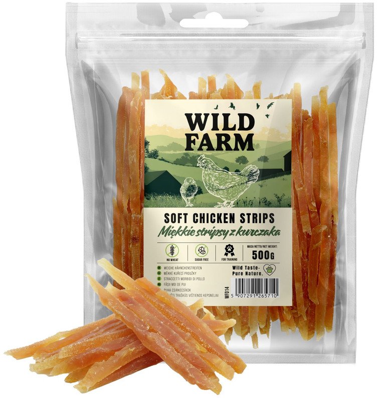 WILD FARM miękkie stripsy z kurczaka 500g przysmak dla psa