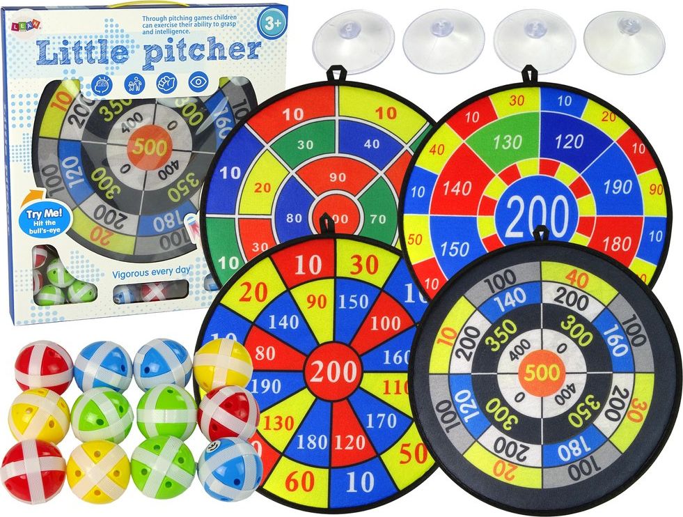LeanToys Zestaw Gier Dart Tarcza 36 cm Piłki na Rzepy