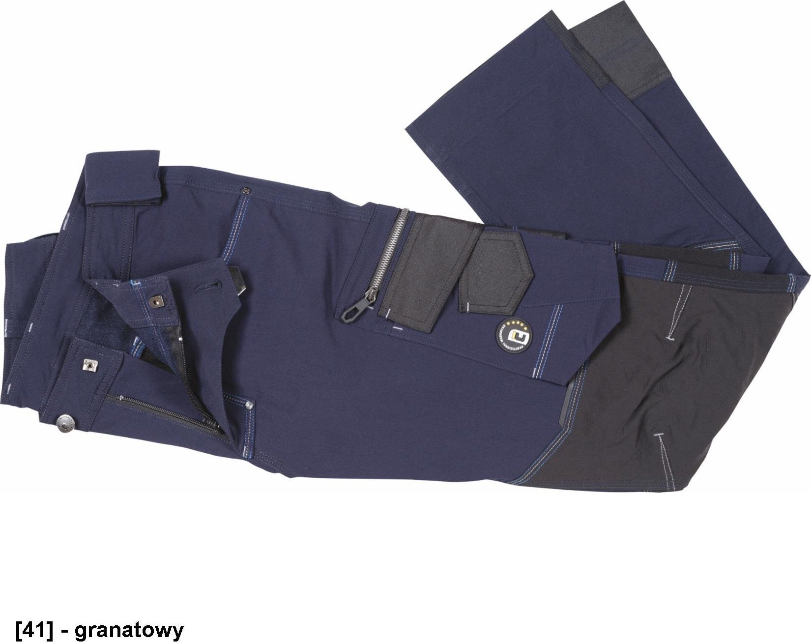 CERVA NEURUM PERFORMANCE spodnie - męskie spodnie robocze, elastyczny materiał TrifibetexPRO, 6 kieszeni, odblaski - granatowy 46