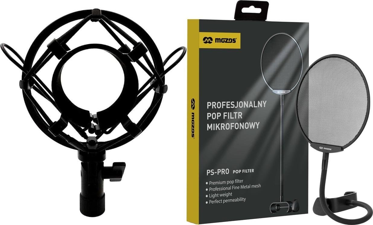 Mozos Mozos Kosz antywibracyjny Shock do mikrofonów 48-54mm SHM2 + Popfiltr mikrofonowy PS-PRO
