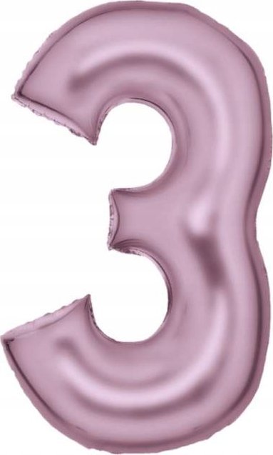 AMSCAN Balon foliowy cyfra 3 satynowy pastelowy róż 86cm spakowany 9917325