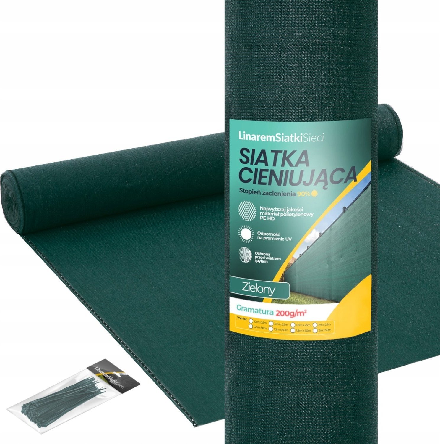 Linarem SiatkiSieci ZIELONA SIATKA CIENIUJĄCA O ZACIENIENIU 95% GRAMATURA 200 g/m