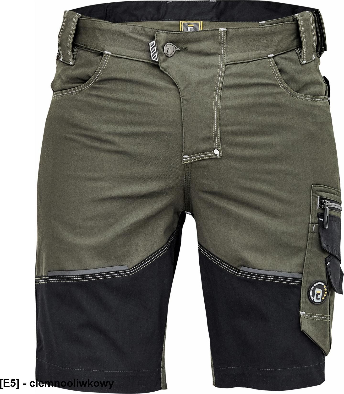 CERVA NEURUM CLASSIC szorty - męskie szorty robocze, elastyczny materiał Trifibetex, 6 kieszeni, odblaski, 62 % bawełna , 35 % - ciemnooliwkowy 62