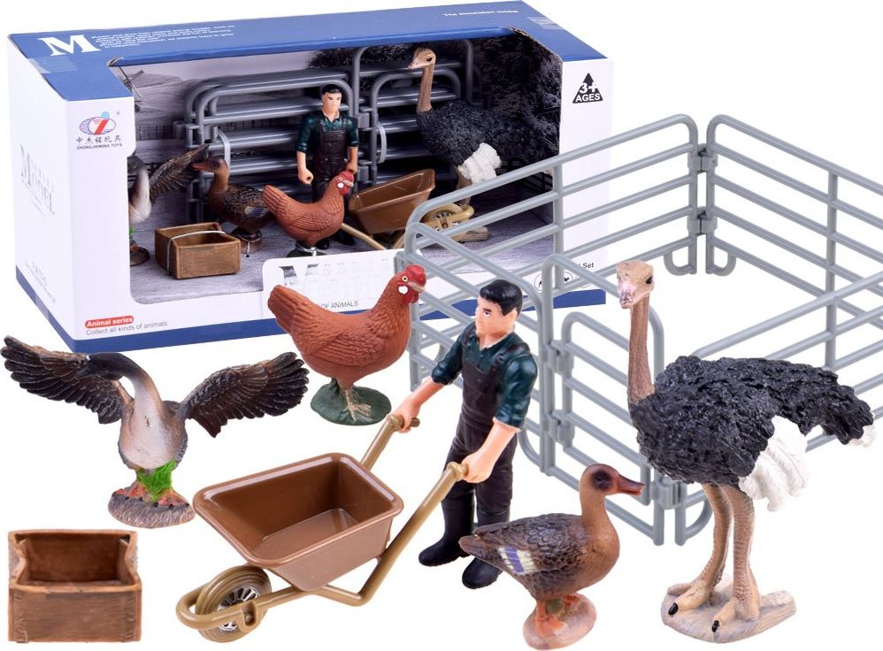 Figurka Jokomisiada Zestaw zwierząt - zagroda, kura, struś (ZA2989 B)