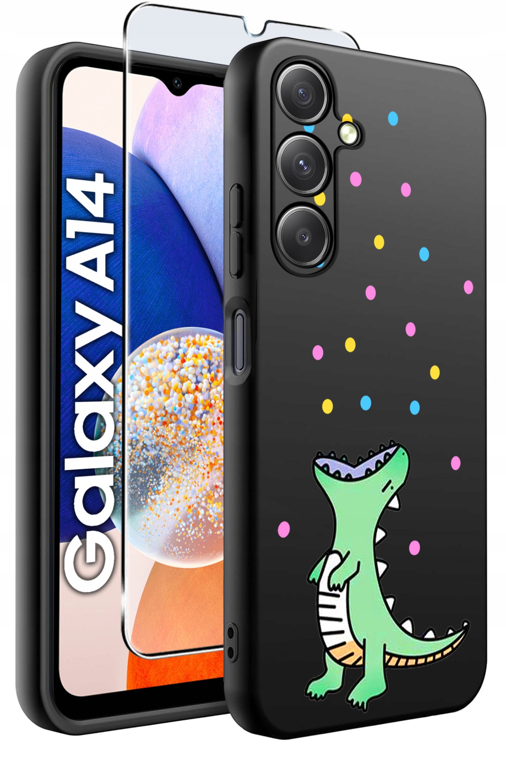 ETUI do Samsung A14 5G WZORY | SILIKONOWE MATT CASE + SZKŁO HARTOWANE 9H