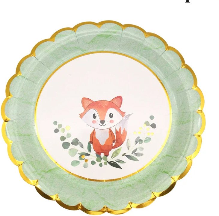 Talerzyki Jednorazowe LISEK Las Zwierzęta talerze papierowe 18cm 10szt