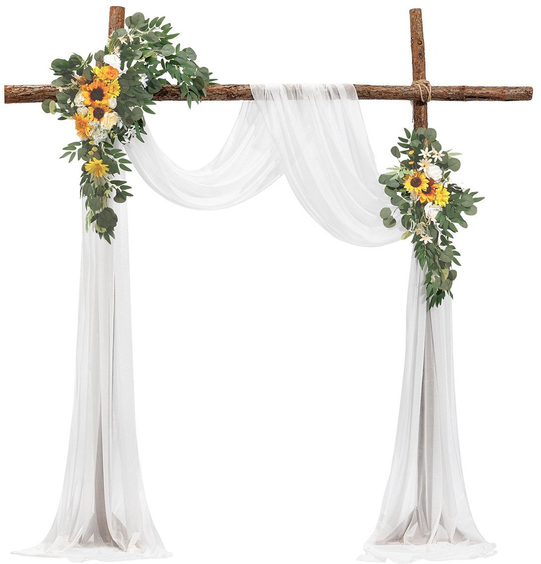 Dekoracja Ślubna - Komplet Kwiatów i Tkanin na Łuk 3-Częściowy Żółty
