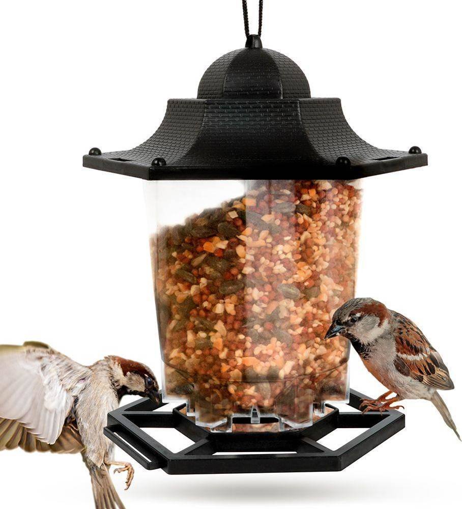 ProGarden Karmnik dla ptaków / budka na karmę ziarno czarny