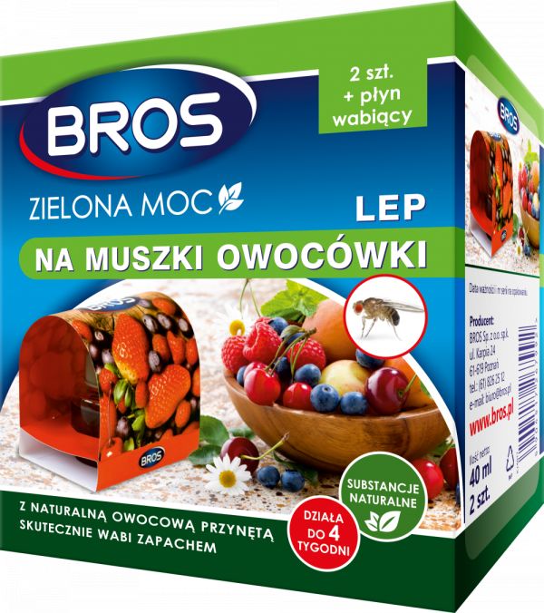 Bros Zielona Moc lep na muszki owocówki 2 szt.