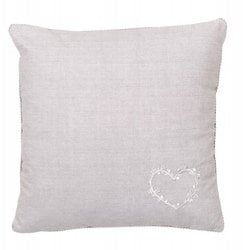 Poduszka dekoracyjna do salonu CONSTANCE, haftowane serduszko, bawełna, 40 x 40 cm