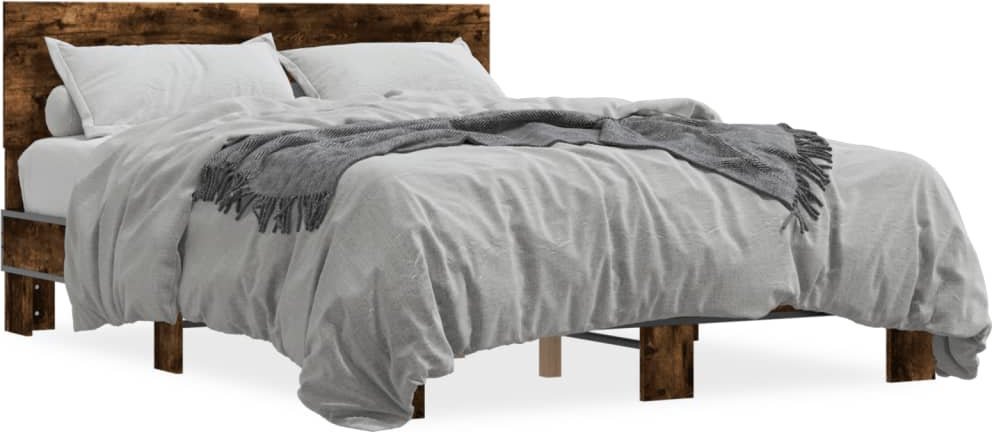 vidaXL Rama łóżka, przydymiony dąb, 120x190 cm