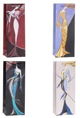 Torebka ozdobna na butelkę 12x35x9cm mix ROZETTE