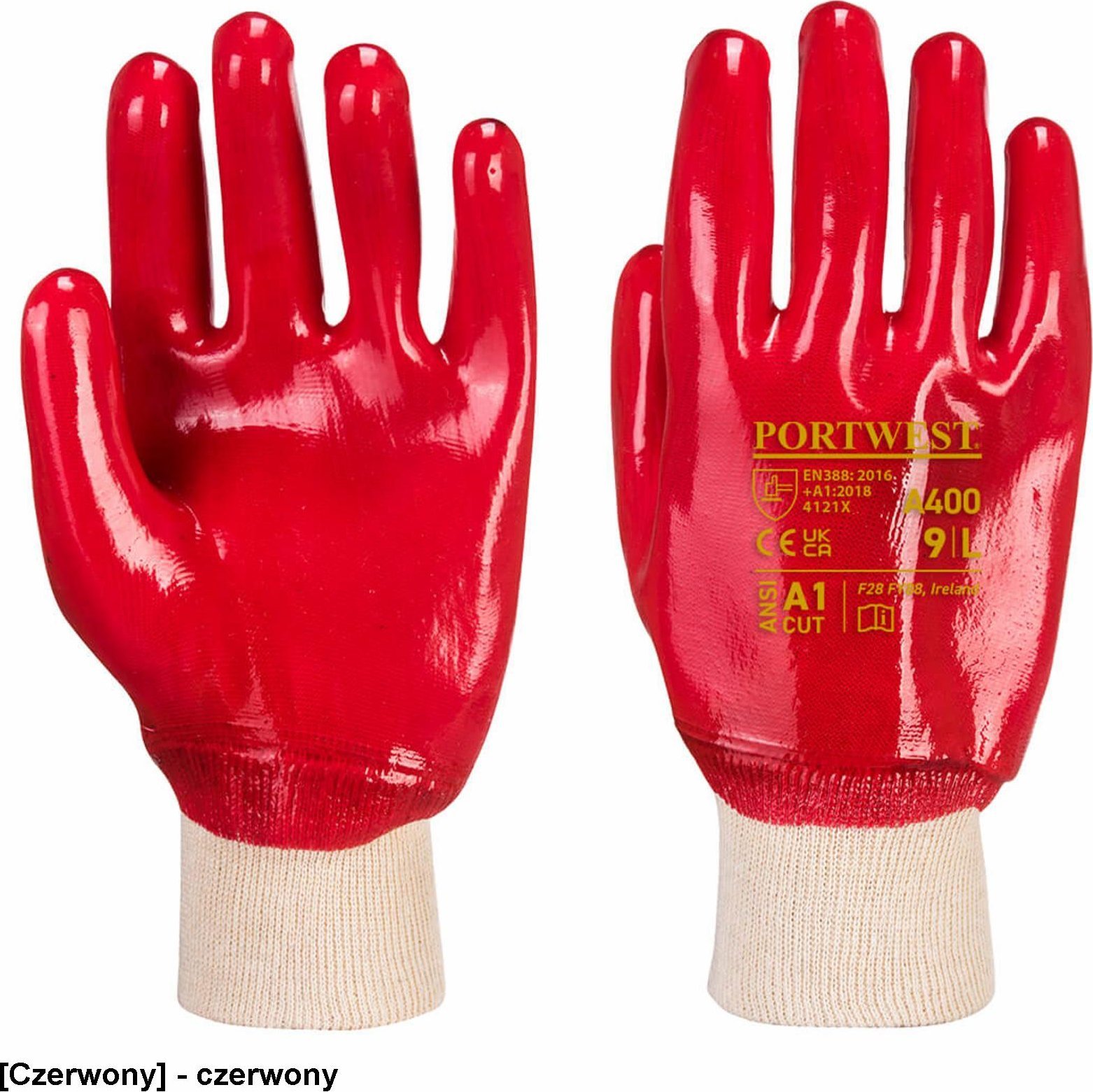 Portwest A400 - Rękawica powlekana PCV - czerwony 2XL