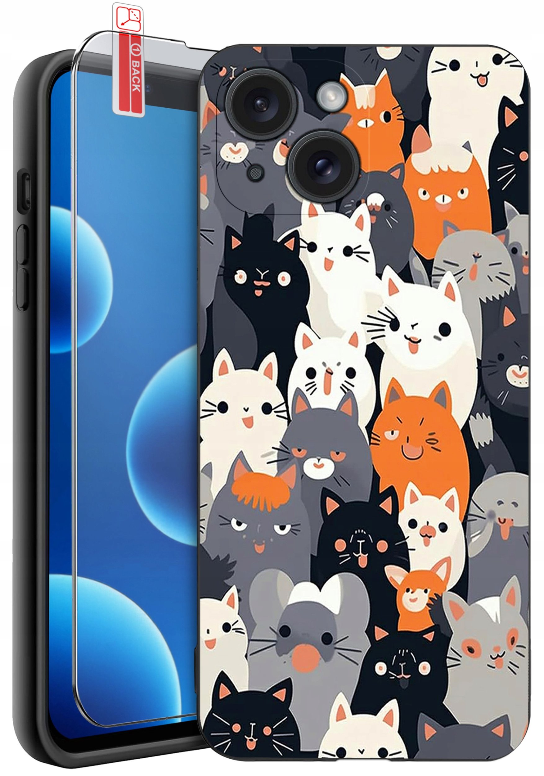 ETUI do iPhone 13 | 14 | WZORY | SILIKONOWE MATT CASE + SZKŁO 9H