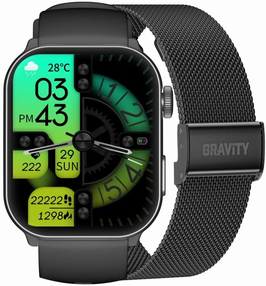 Smartwatch Męski GRAVITY GT28-1 Pasek + Bransoleta Czarny