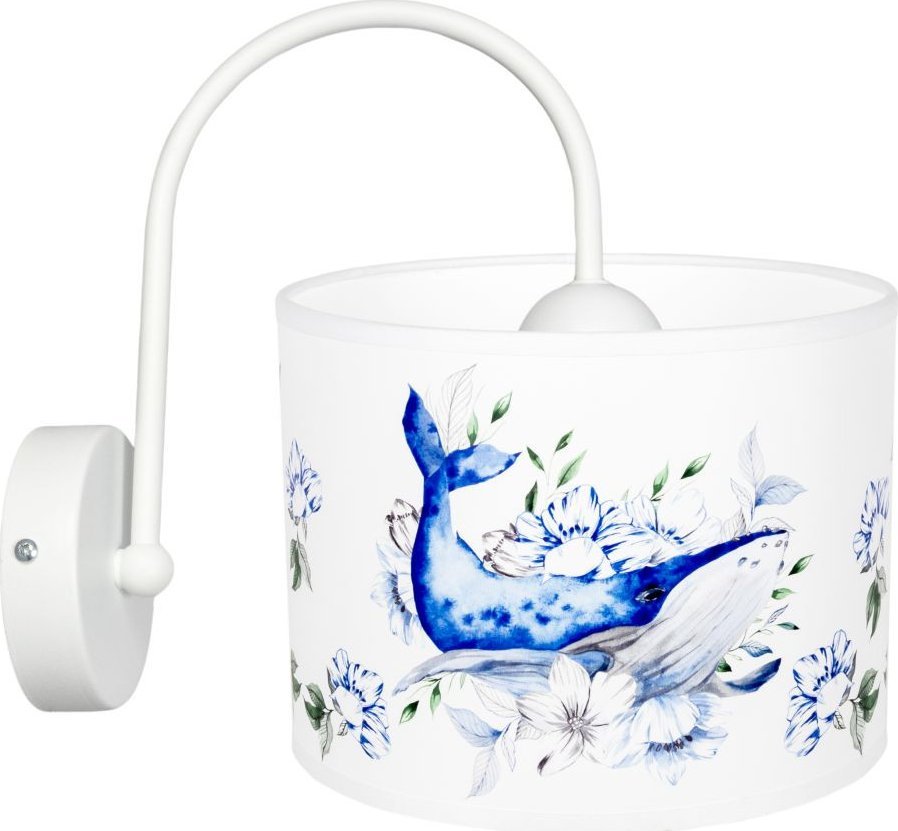 Lampa ścienna dziecięca kinkiet OCEAN BŁĘKITNY WIELORYB biała 1 x E27 0929
