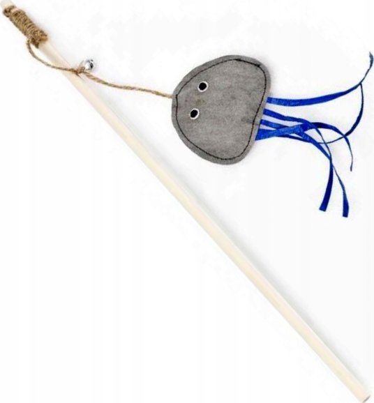 Barry King Wędka dla kota, meduza, z dzwoneczkiem, zabawka 25x6cm, kijek 40cm