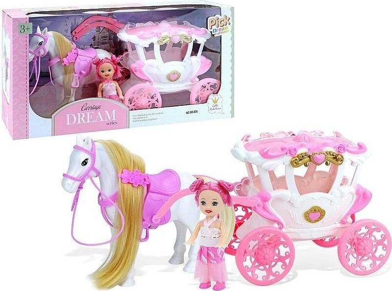 Karoca z koniem i lalką 8cm