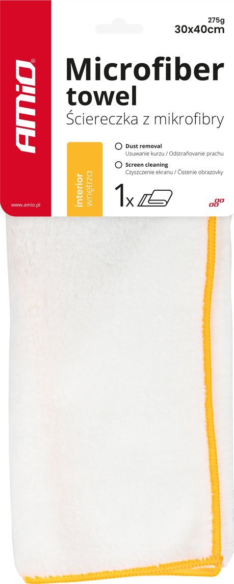 AMiO Mikrofibra ściereczka do mycia sprzątania czyszczenia wnętrza samochodu 30x40 cm amio-03739