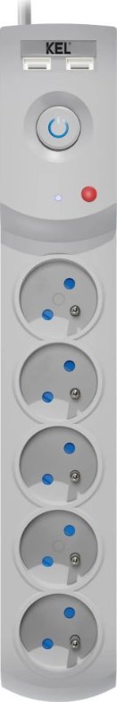 Listwa Zasilająca Przeciwprzepięciowa 5-Gniazd + 2 X Usb 5M Szara 10A 2300W W-100042 Plastrol