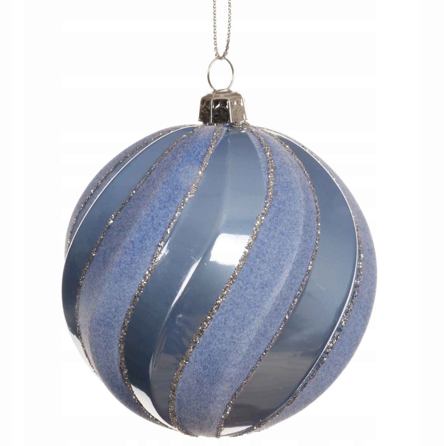 Bombka choinkowa nietłukąca plastikowa dekorowana niebieska 8cm 1szt